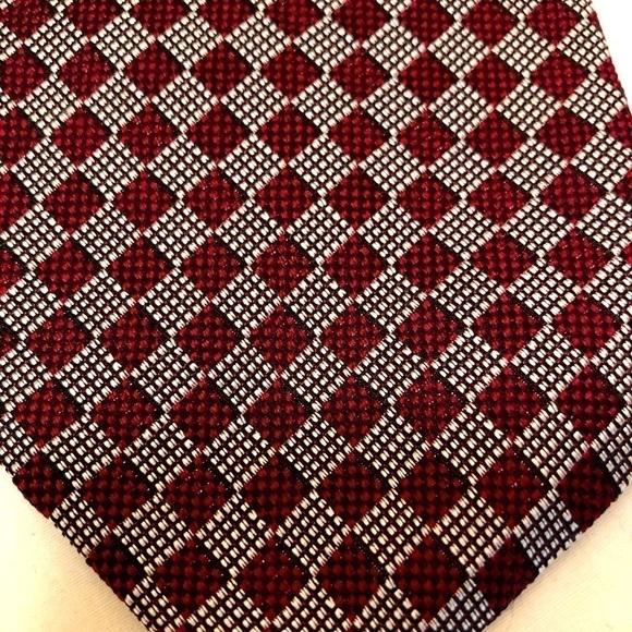 Lauren Ralph Lauren 100% Silk Neck Tie Check Square Red Gray Mens Made in USA - Picture 4 of 16